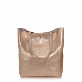 Geanta shopper din piele naturala DiAmanti Luisa Rosa Metallico
